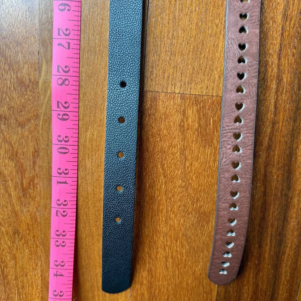 Two Girl's Belts - Black & Brown - Size XL